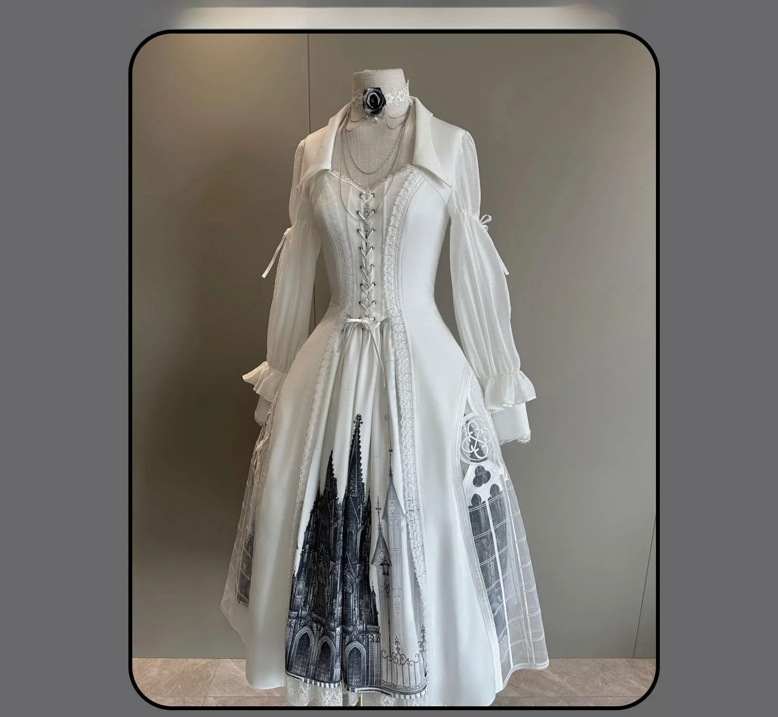 Night Traveler - Gothic Lolita Skirt Long Coat Long-Sleeved Shirt and Bustier - Image 39