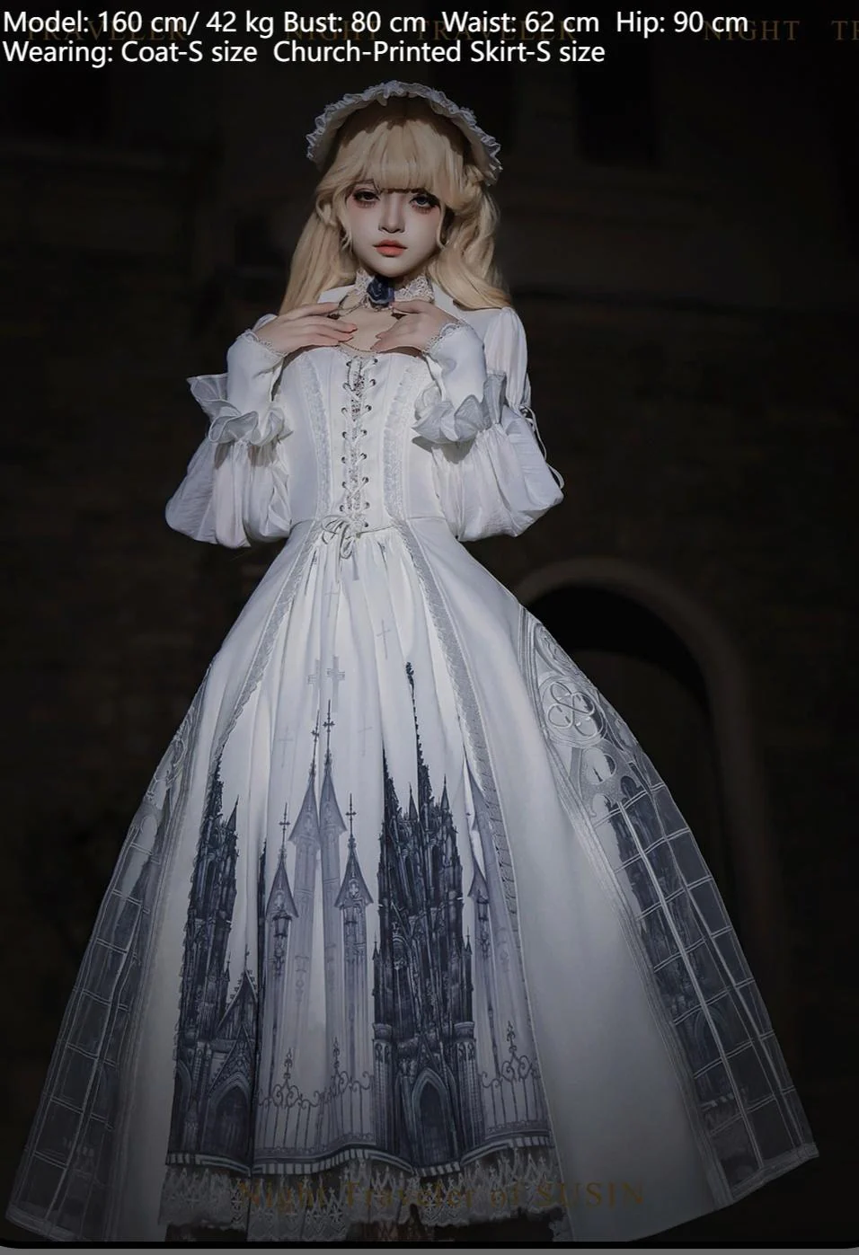 Night Traveler - Gothic Lolita Skirt Outfit Long Coat Shirt and Bustier Set - Image 19