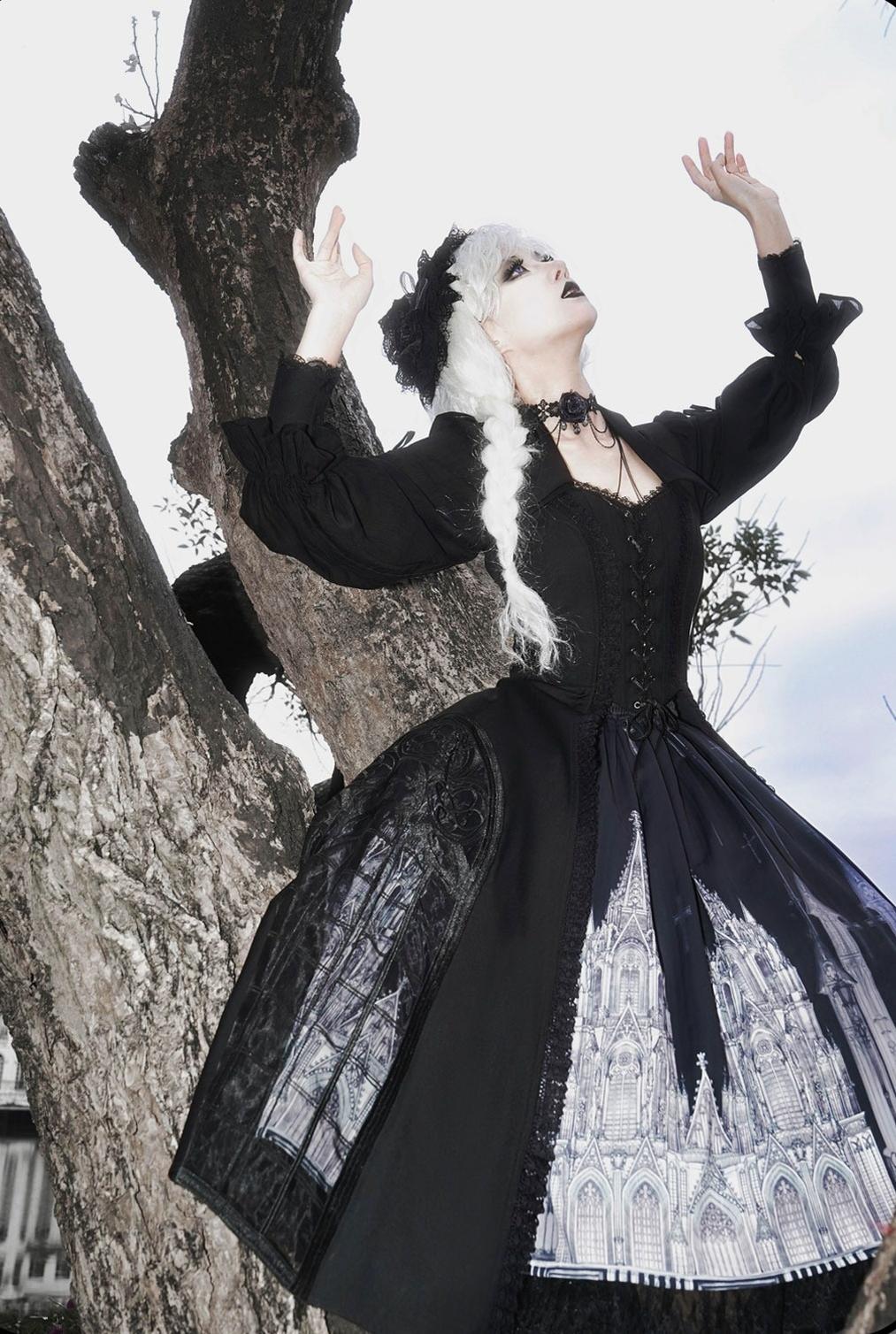 Night Traveler - Gothic Lolita Skirt Outfit Long Coat Shirt and Bustier Set - Image 23