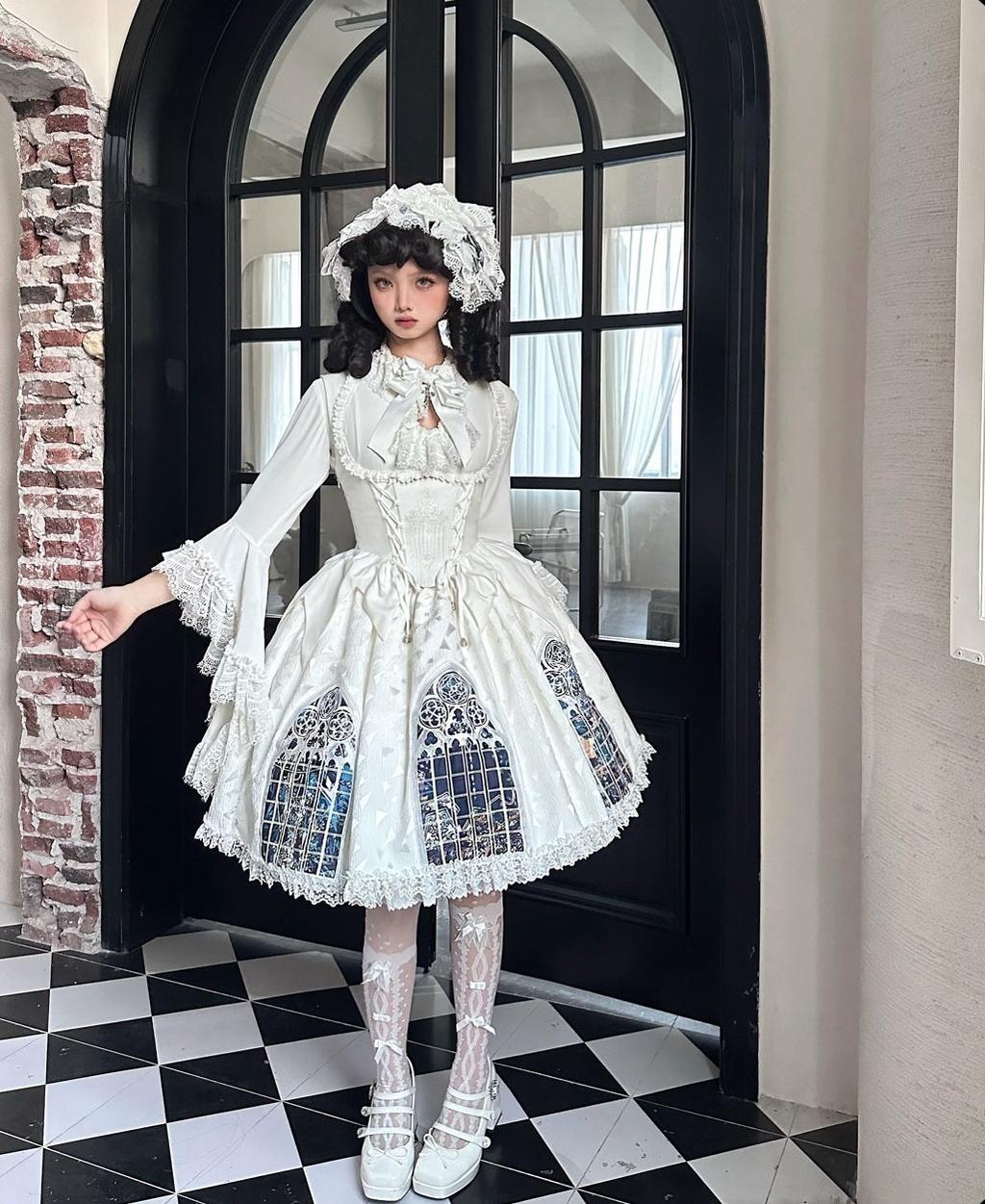 Night Traveler - Gothic Lolita Skirt Outfit Long Coat Shirt and Bustier Set - Image 31