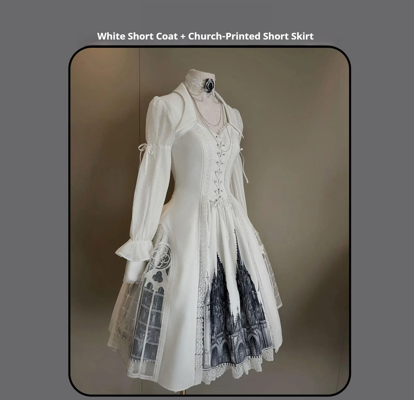 Night Traveler - Gothic Lolita Skirt Outfit Long Coat Shirt and Bustier Set - Image 32