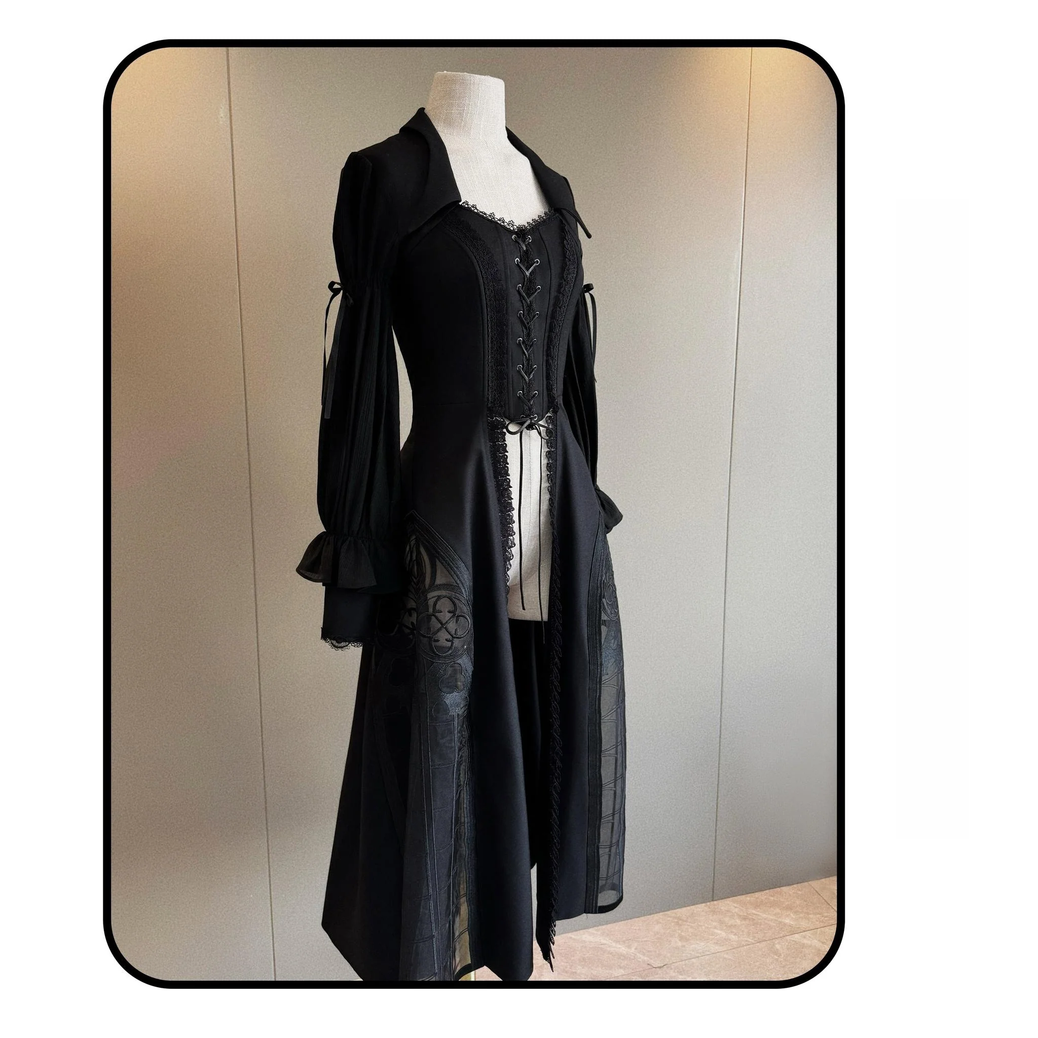 Night Traveler - Gothic Lolita Skirt Outfit Long Coat Shirt and Bustier Set - Image 42