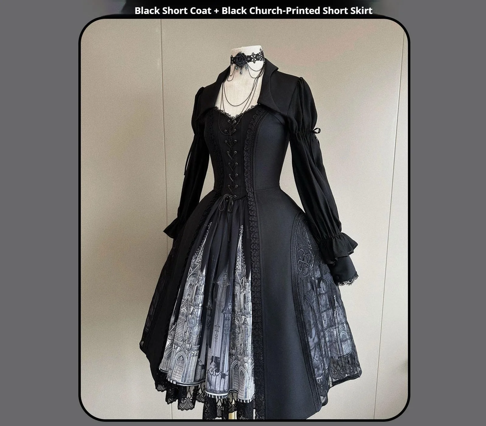 Night Traveler - Gothic Lolita Skirt Outfit Long Coat Shirt and Bustier Set - Image 44