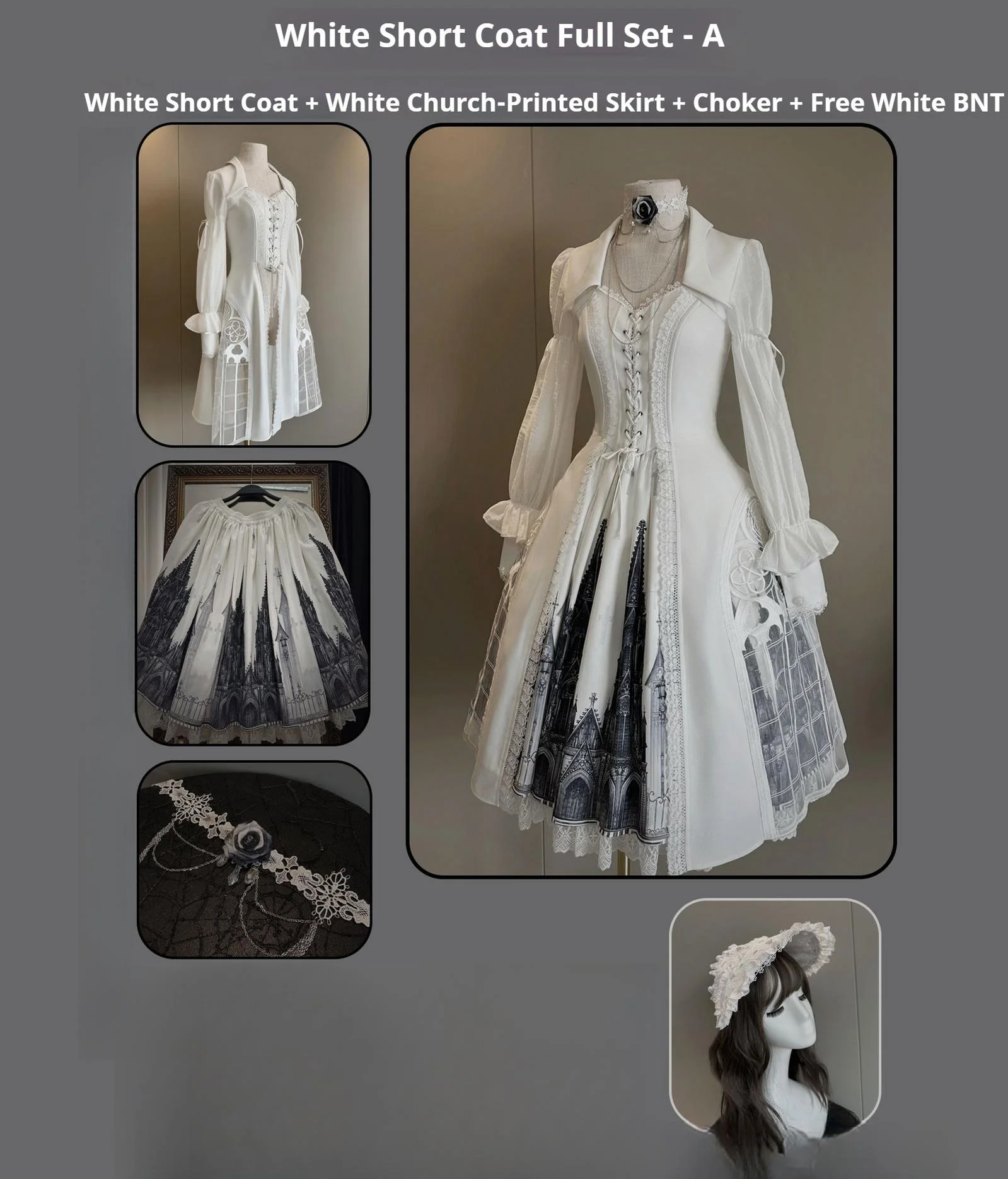 Night Traveler - Gothic Lolita Skirt Outfit Long Coat Shirt and Bustier Set - Image 63