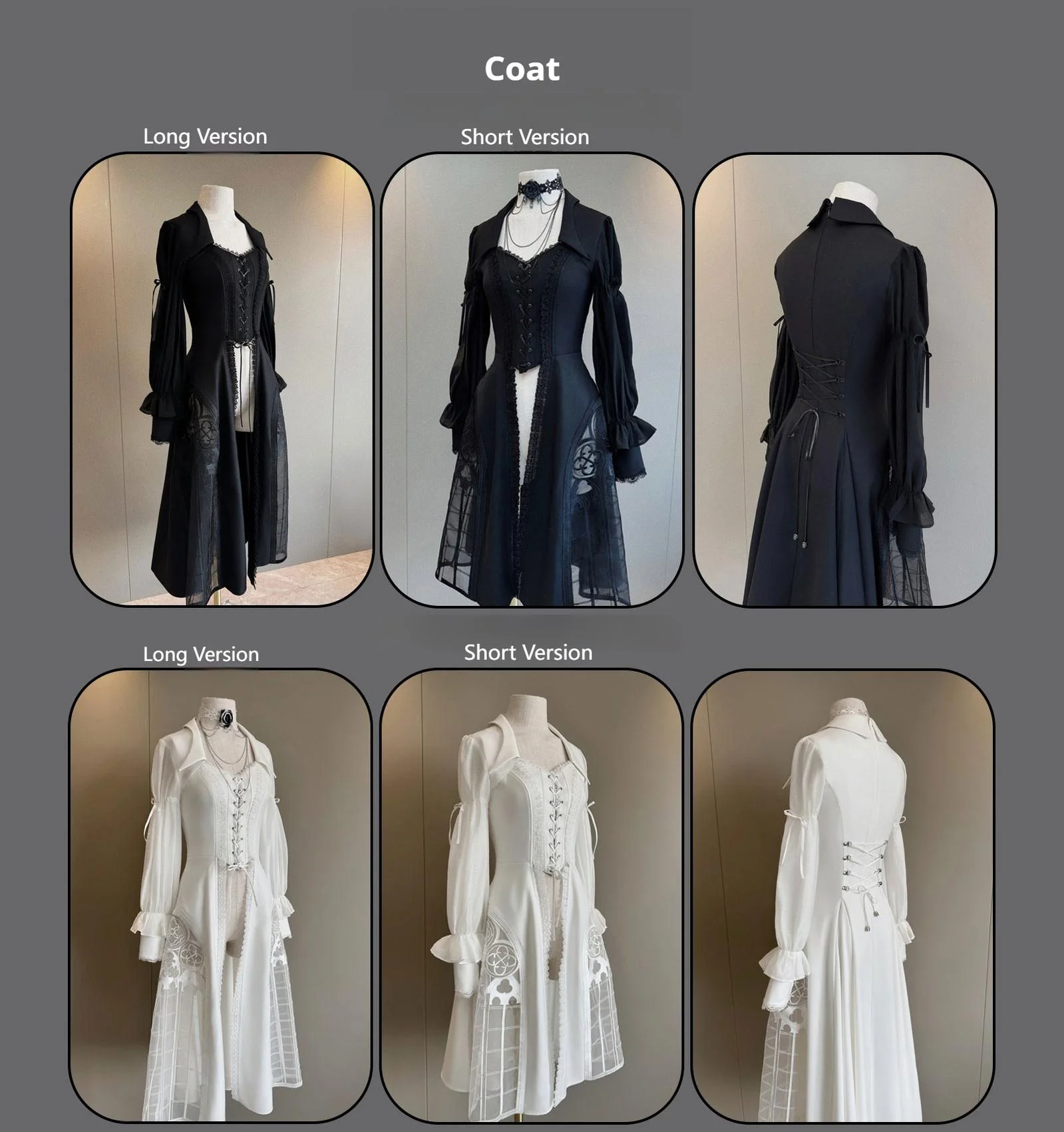 Night Traveler - Gothic Lolita Skirt Outfit Long Coat Shirt and Bustier Set - Image 77