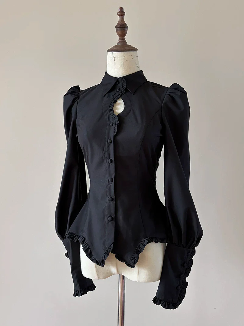 Shadow Hymn - Gothic Lolita Solid Shirt & Skirt, Side Zipper