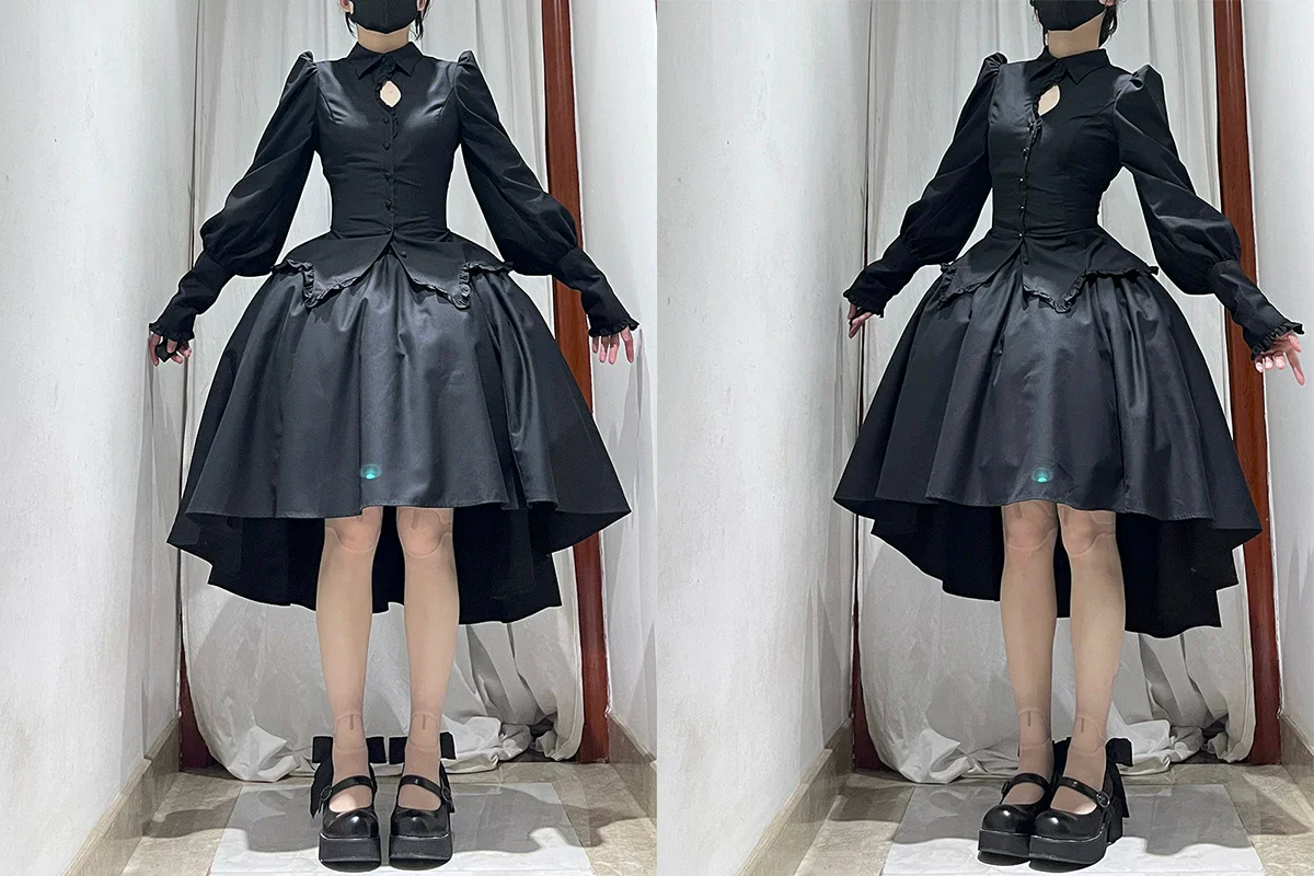 Shadow Hymn - Gothic Lolita Solid Shirt & Skirt, Side Zipper - Image 12