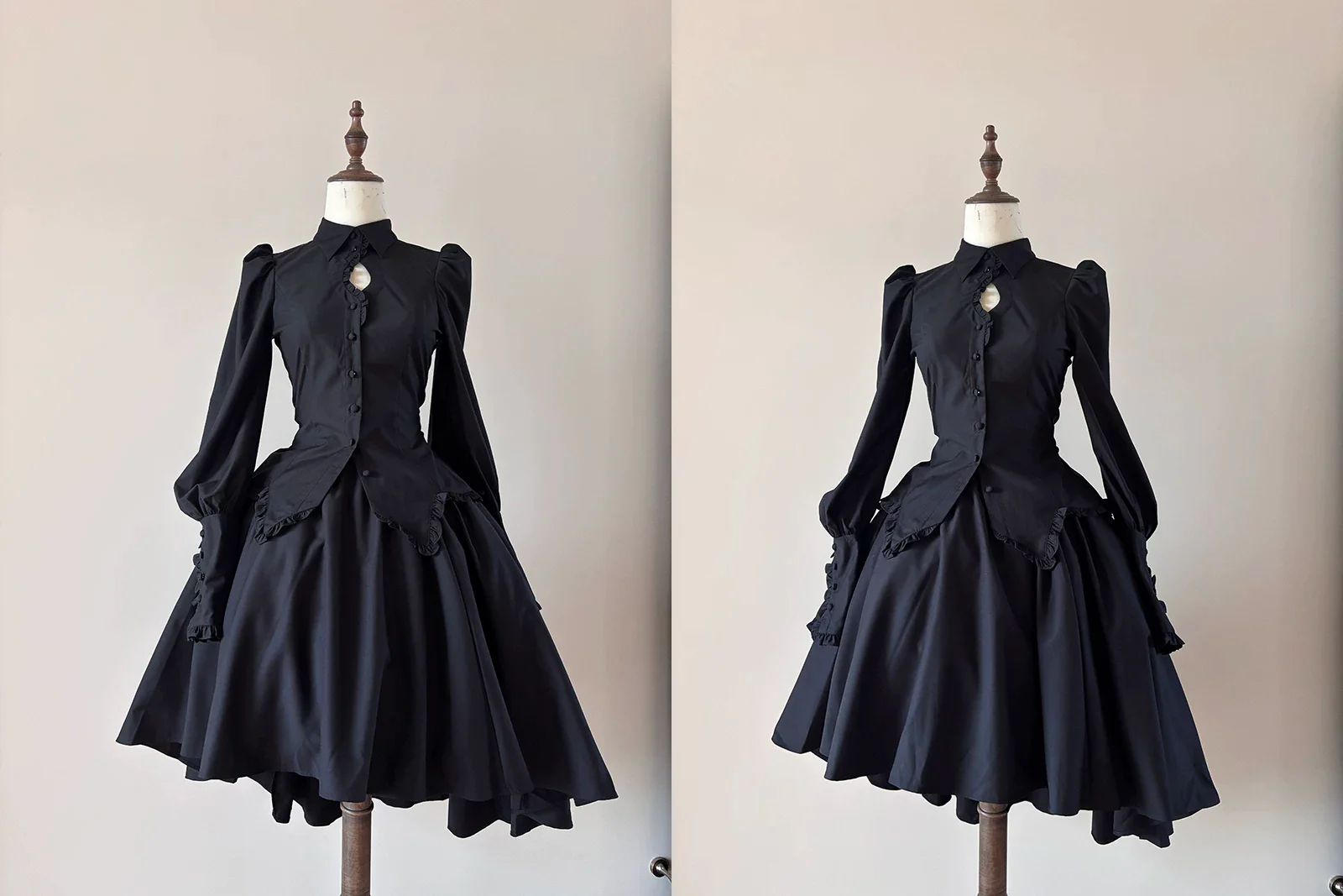 Shadow Hymn - Gothic Lolita Solid Shirt & Skirt, Side Zipper - Image 8
