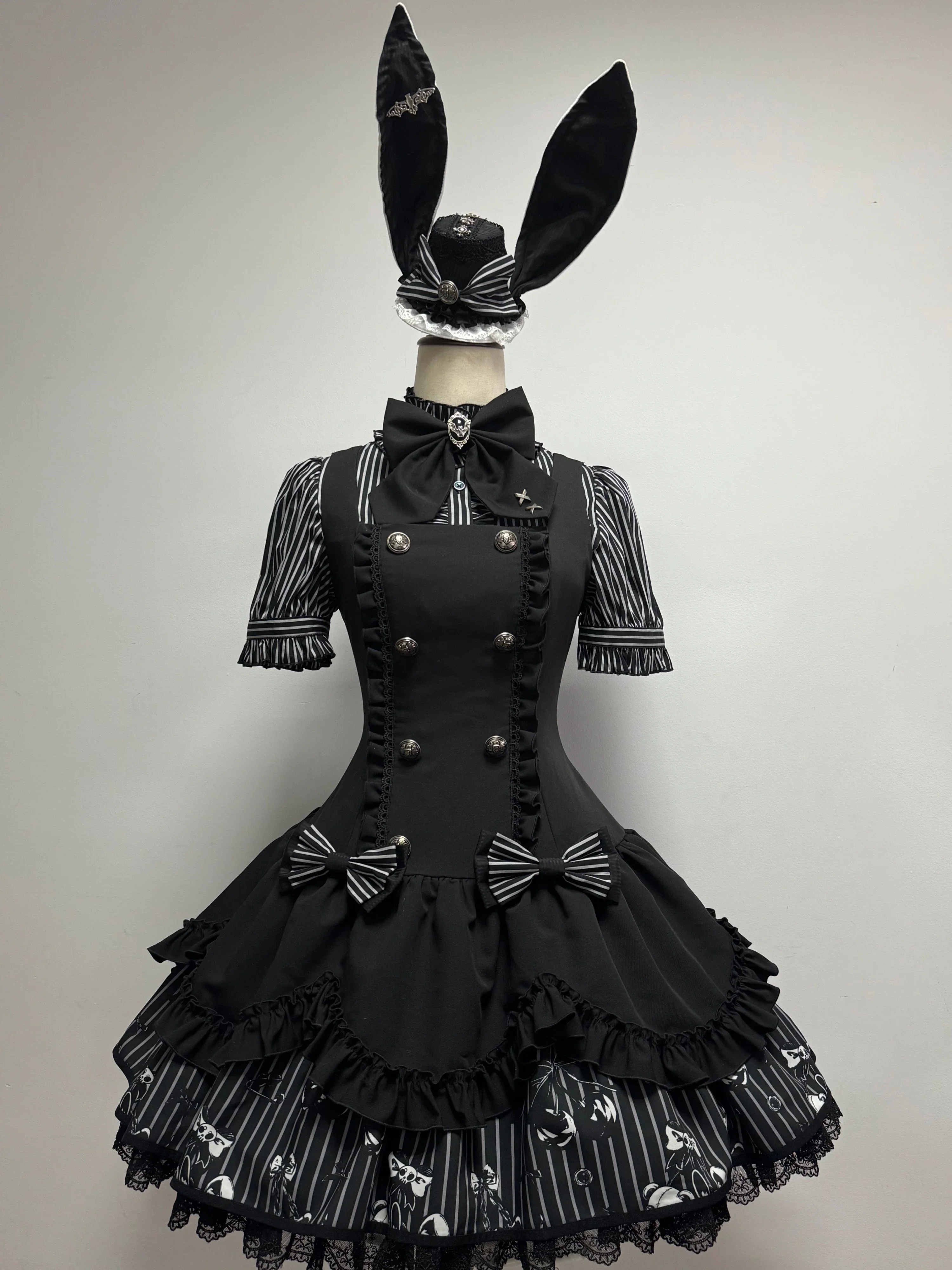 Dark Lord - Gothic Lolita Striped JSK Set, Skull Print
