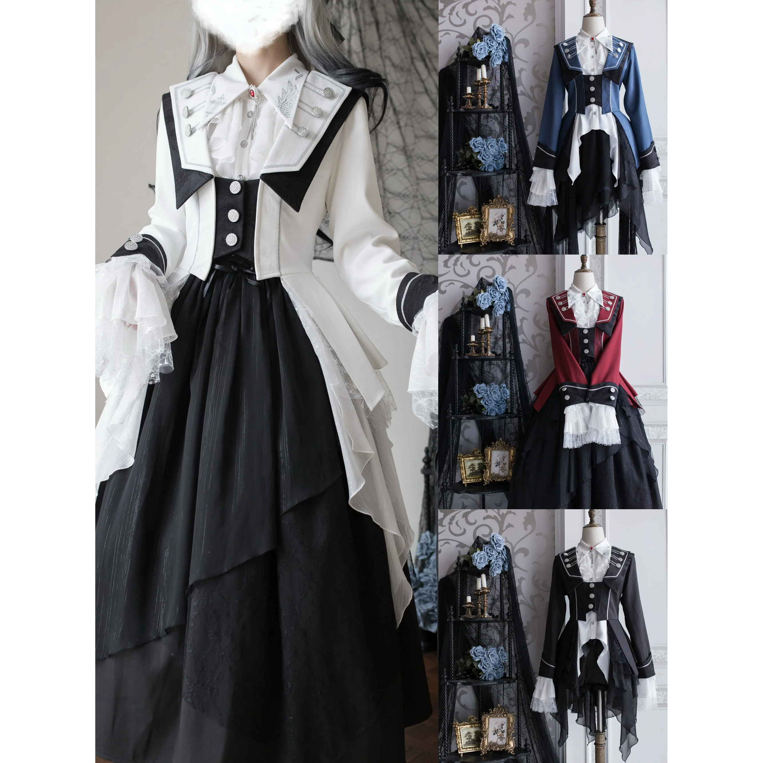Silent Mars - Raven Crown - Gothic Lolita Suit Shirt Military Coat Skirt and Pants - Image 11
