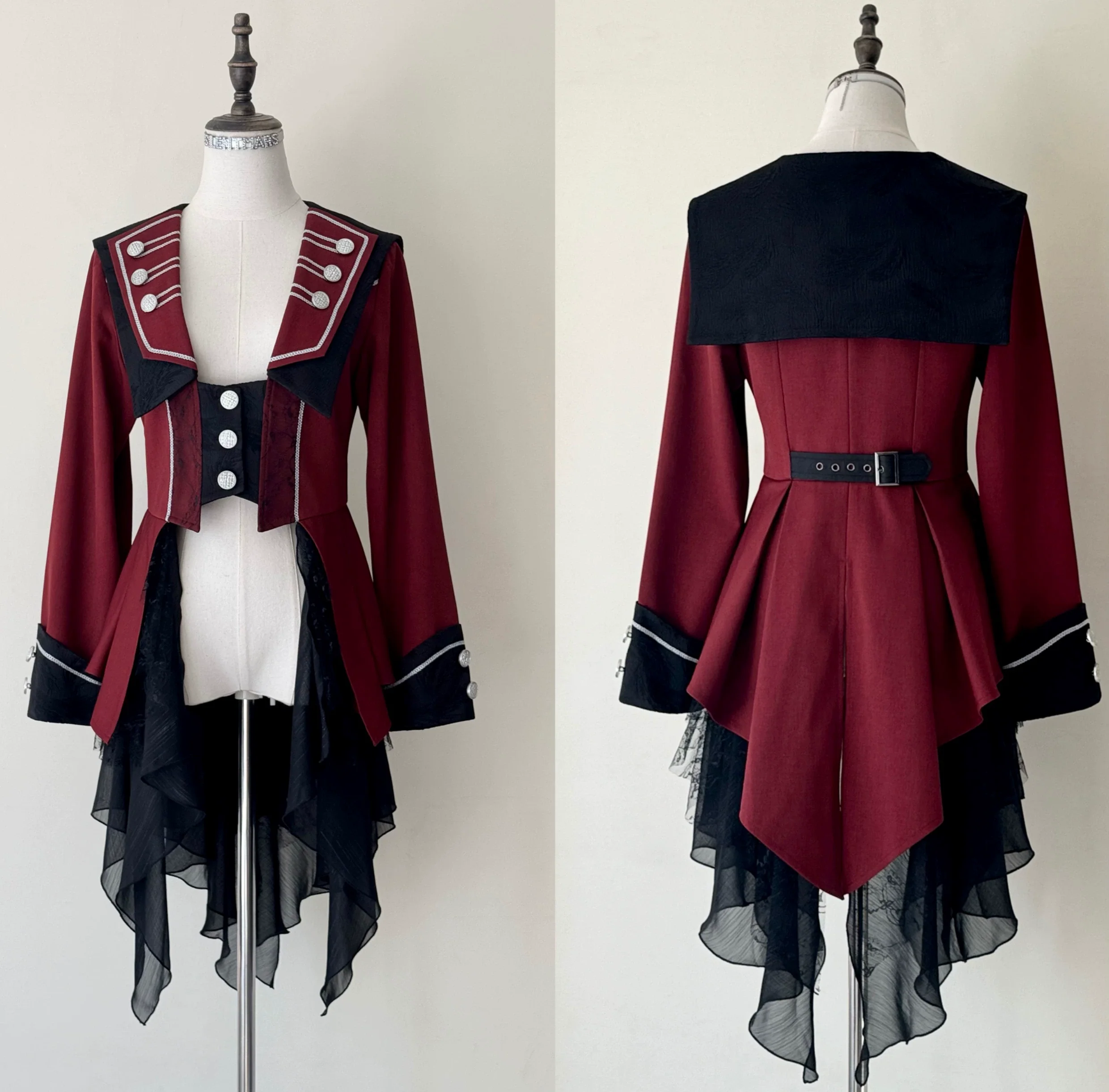 Silent Mars - Raven Crown - Gothic Lolita Suit Shirt Military Coat Skirt and Pants - Image 2