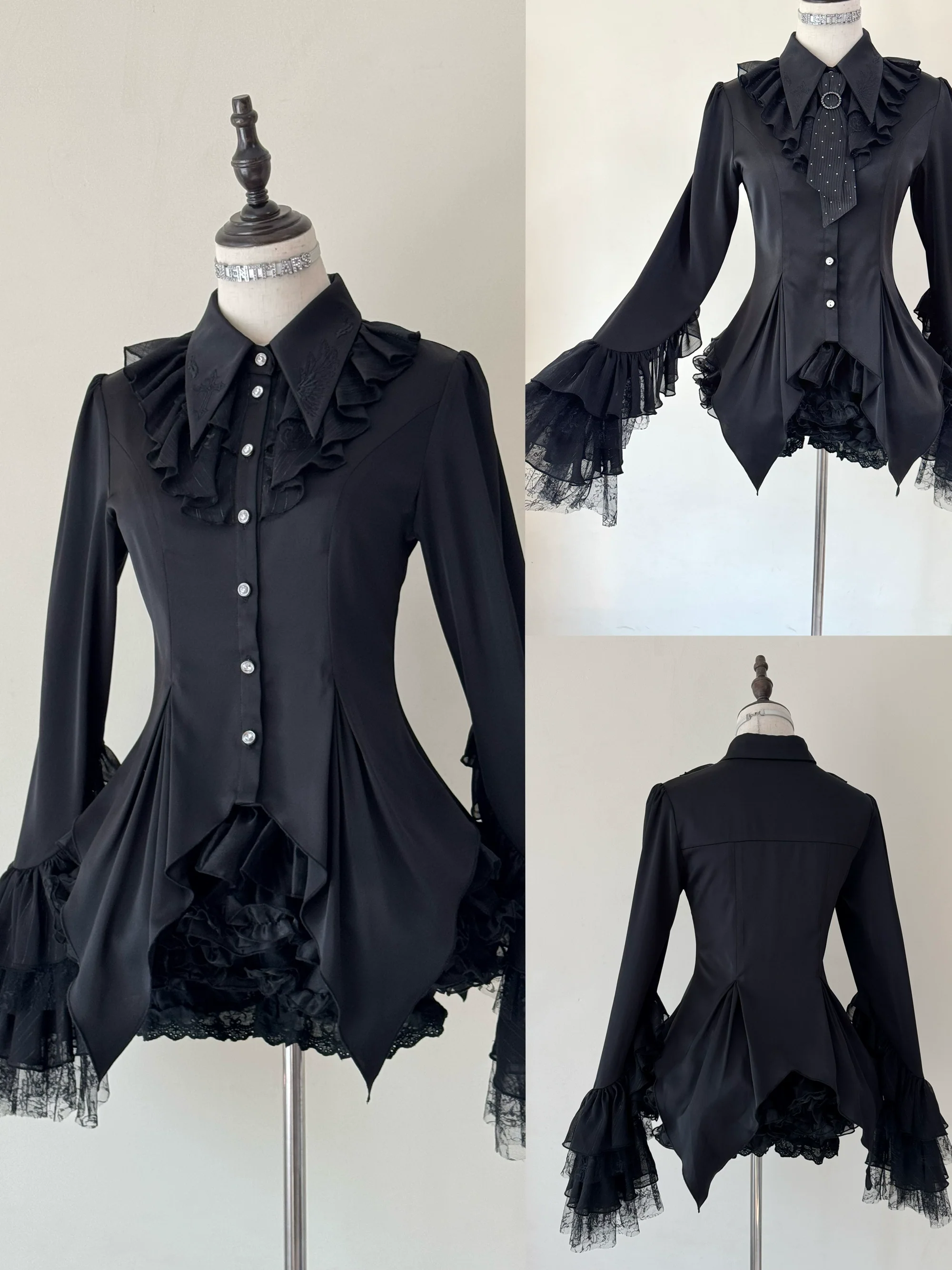 Silent Mars - Raven Crown - Gothic Lolita Suit Shirt Military Coat Skirt and Pants - Image 6