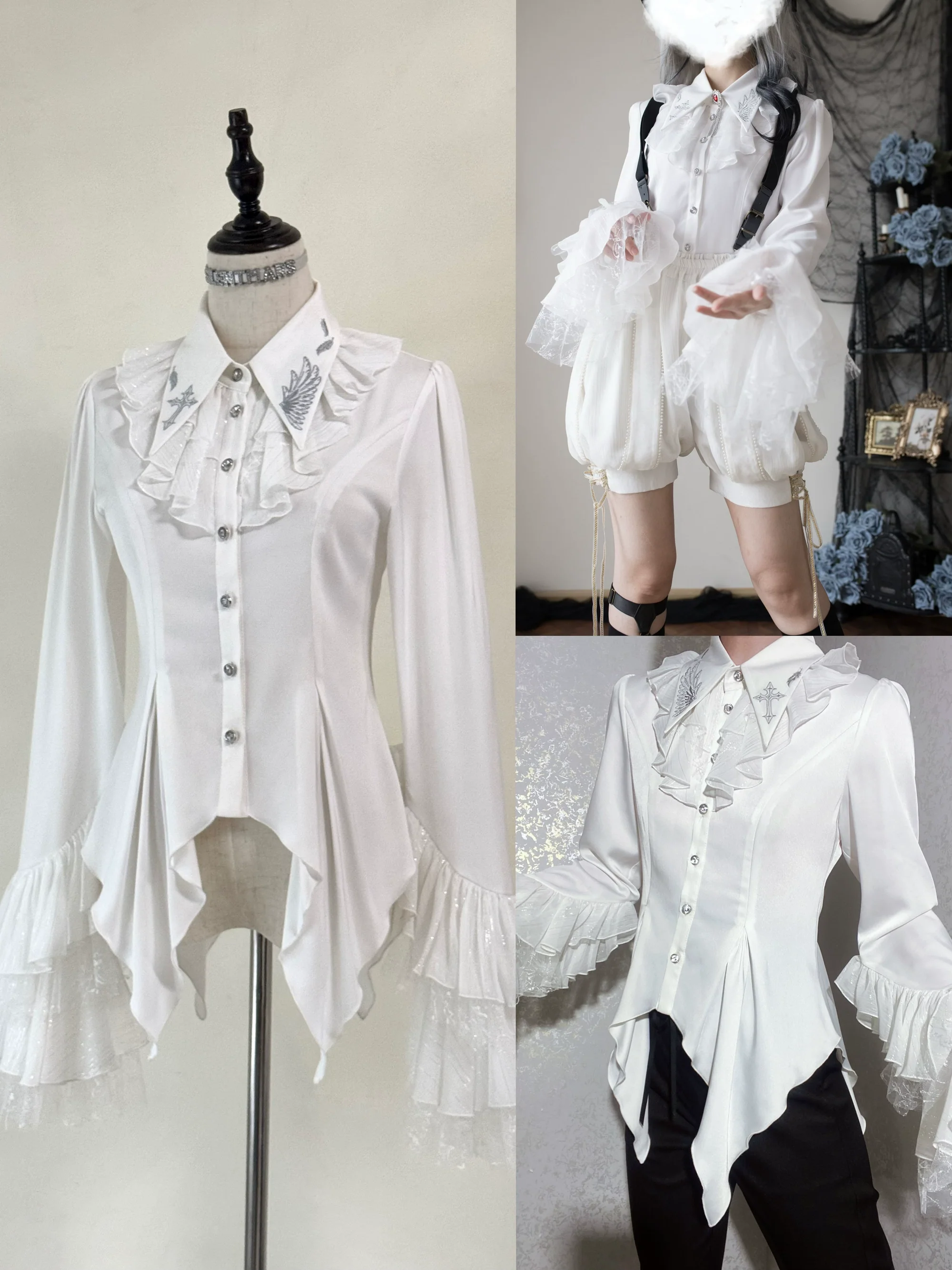 Silent Mars - Raven Crown - Gothic Lolita Suit Shirt Military Coat Skirt and Pants - Image 7