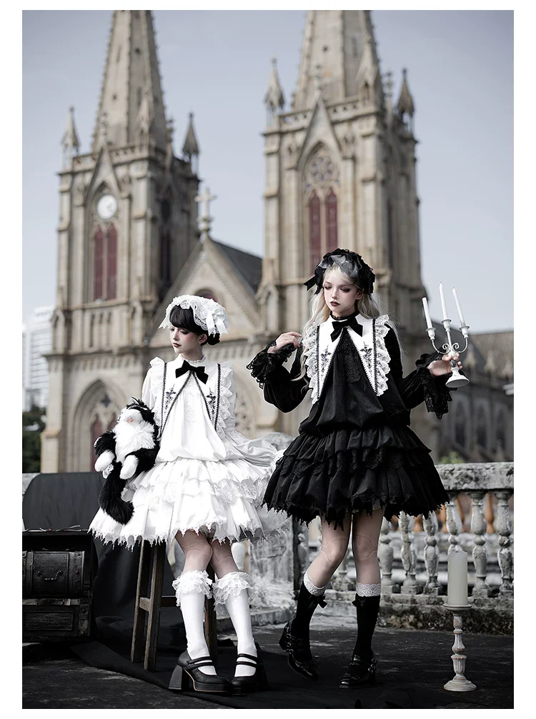 Dawn Bell & Dusk Song - Gothic Lolita Velvet OP Dress, Back Zipper - Image 10