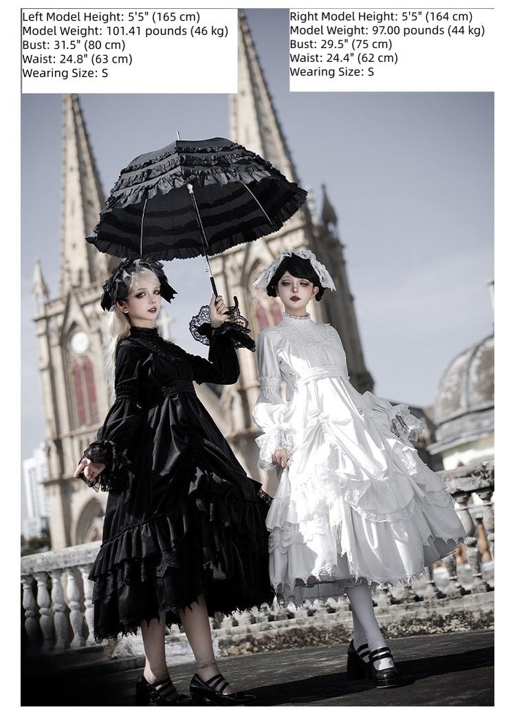Dawn Bell & Dusk Song - Gothic Lolita Velvet OP Dress, Back Zipper - Image 11