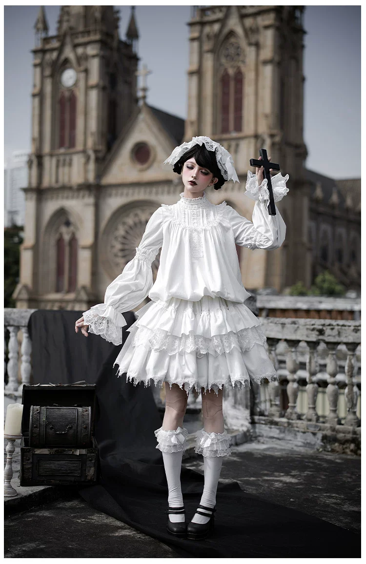 Dawn Bell & Dusk Song - Gothic Lolita Velvet OP Dress, Back Zipper - Image 16
