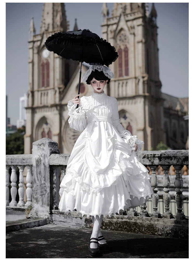 Dawn Bell & Dusk Song - Gothic Lolita Velvet OP Dress, Back Zipper - Image 19