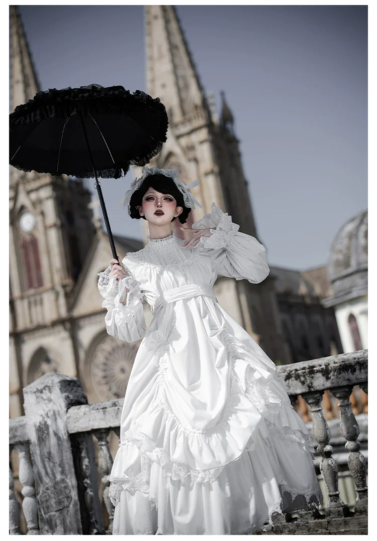 Dawn Bell & Dusk Song - Gothic Lolita Velvet OP Dress, Back Zipper - Image 20
