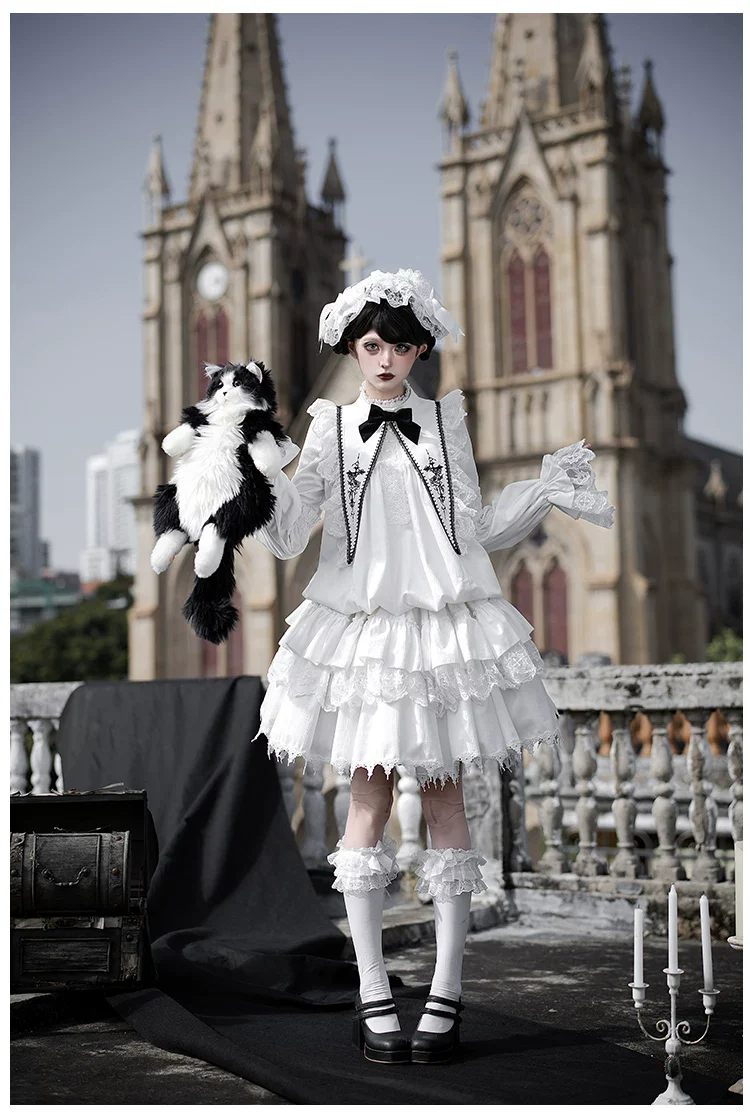 Dawn Bell & Dusk Song - Gothic Lolita Velvet OP Dress, Back Zipper - Image 7