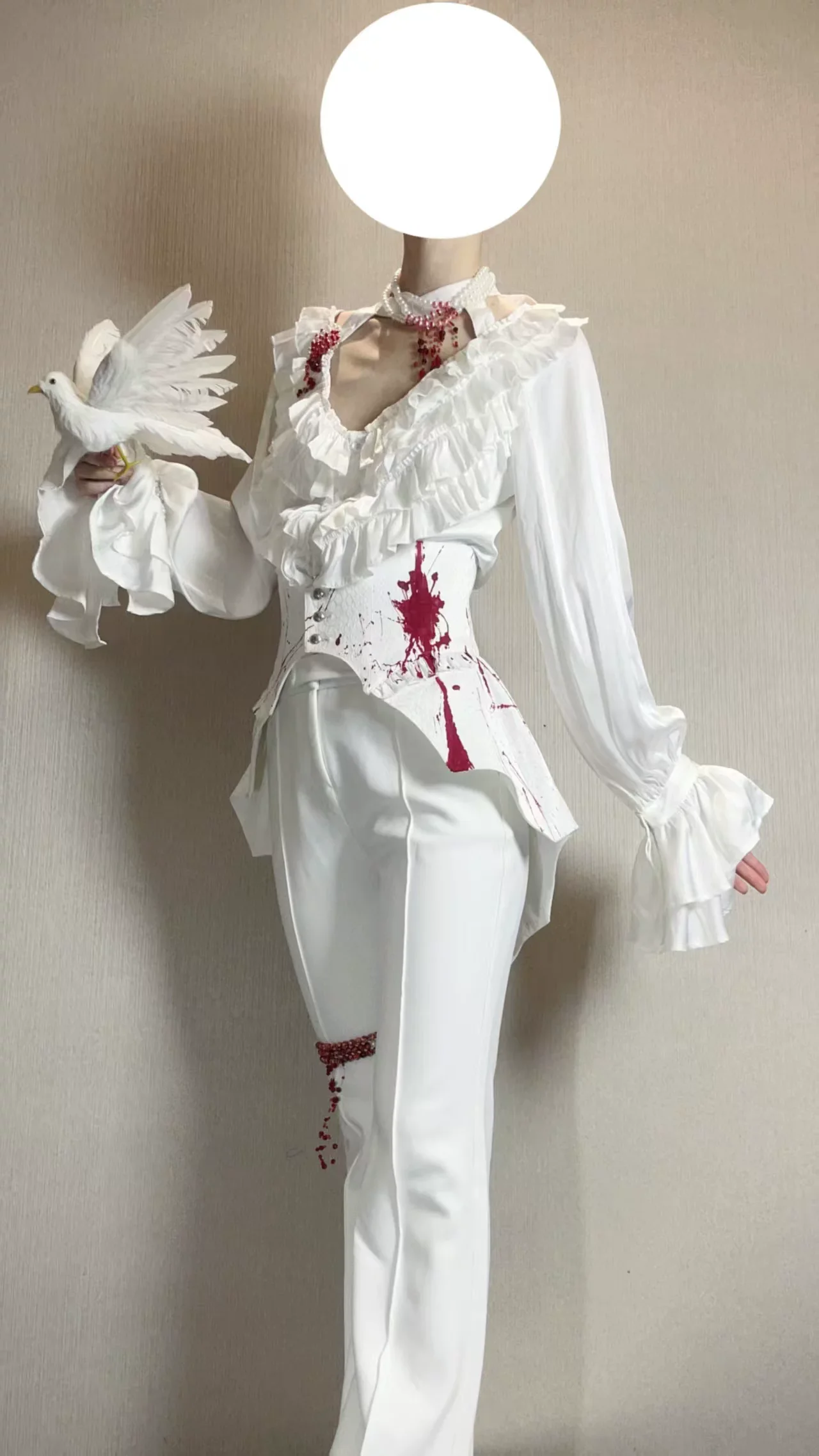 Blue Moon Bone Erosion - Gothic Lolita Waist Cincher, Bat Wing Hem - Image 19