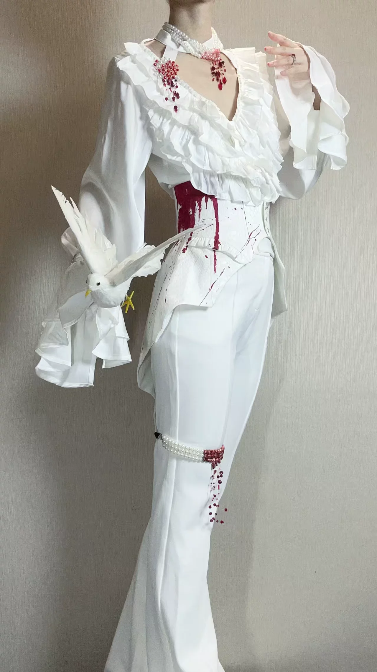 Blue Moon Bone Erosion - Gothic Lolita Waist Cincher, Bat Wing Hem - Image 20