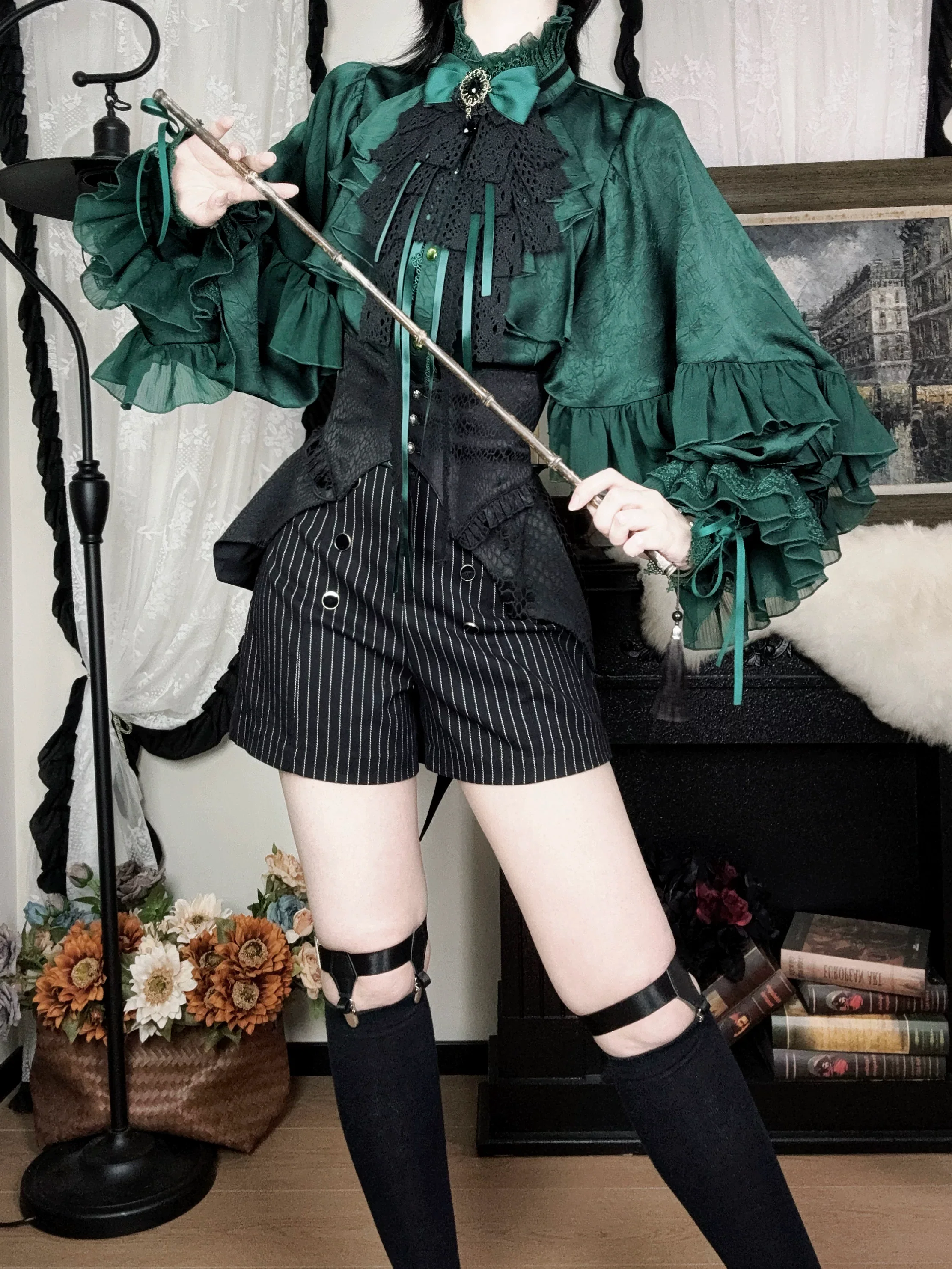 Blue Moon Bone Erosion - Gothic Lolita Waist Cincher, Bat Wing Hem - Image 38