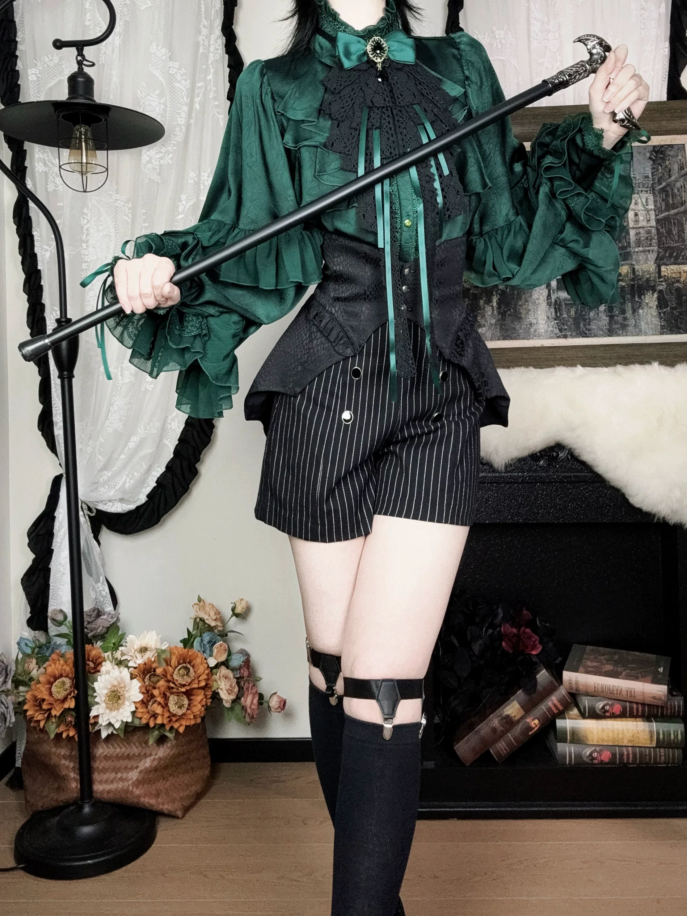 Blue Moon Bone Erosion - Gothic Lolita Waist Cincher, Bat Wing Hem - Image 39