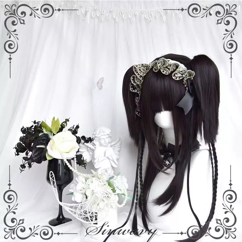Sinwavy - Gothic Lolita Wig Black Natural Hair With Ponytails & Braids - Image 5