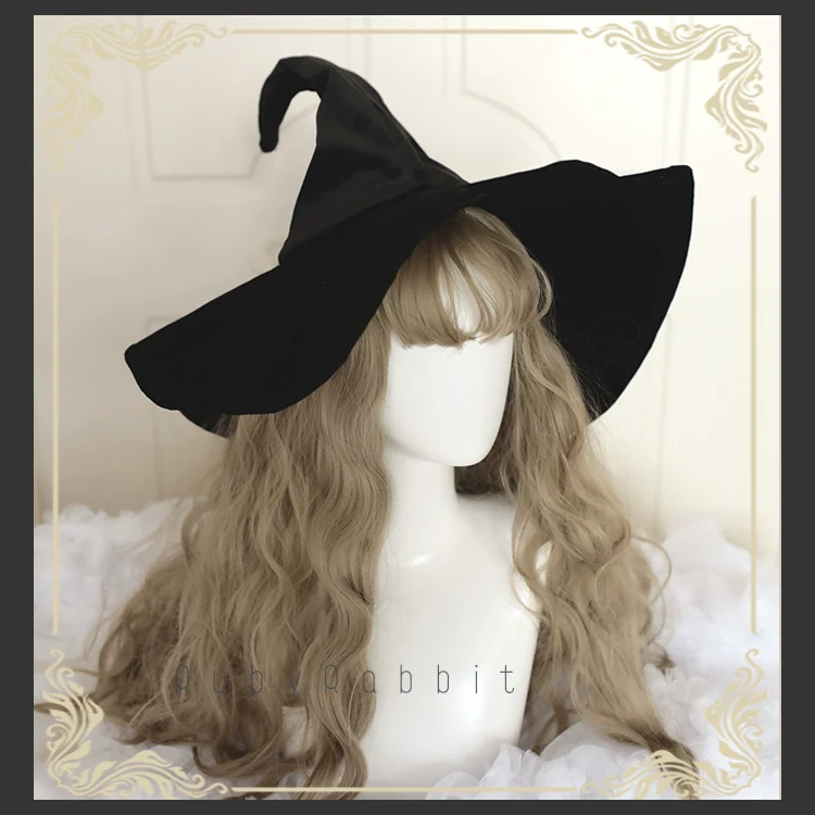 Gothic Lolita Witch Hat Velvet Halloween Hat Wide Brim - Image 15