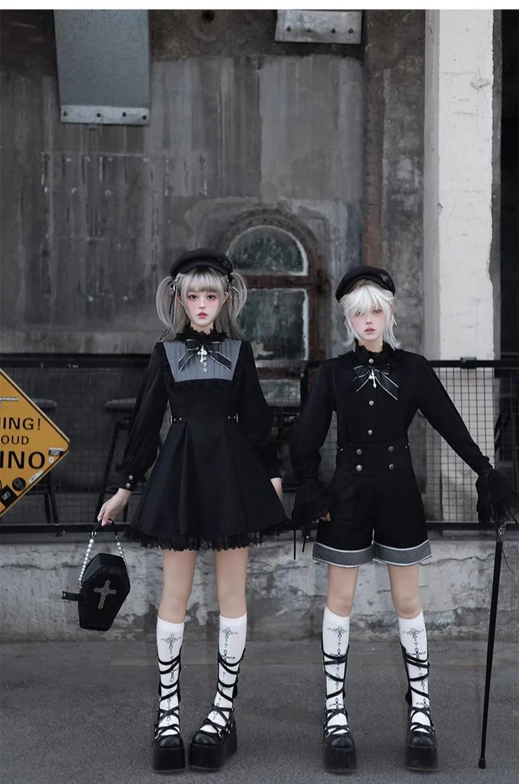 Rules of the Otherworld - Gothic Ouji Lolita Shorts Set with Embroidery Jacket - Image 4
