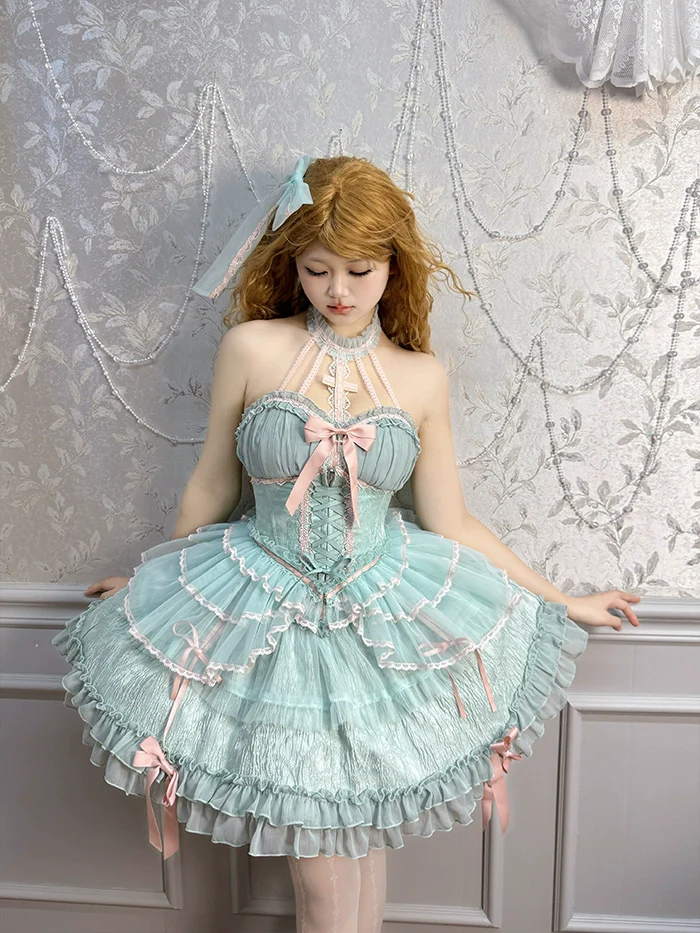 Alice Girl - Cross - Gothic Princess Lolita Corset with Multiple Layers Hem - Image 12