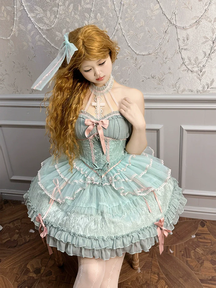 Alice Girl - Cross - Gothic Princess Lolita Corset with Multiple Layers Hem - Image 13