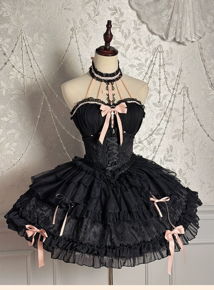 Alice Girl - Cross - Gothic Princess Lolita Corset with Multiple Layers Hem - Image 25