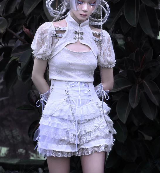 Blood Supply - Gothic Punk Lolita ShortsTiered Lace Pantskirt - Image 10
