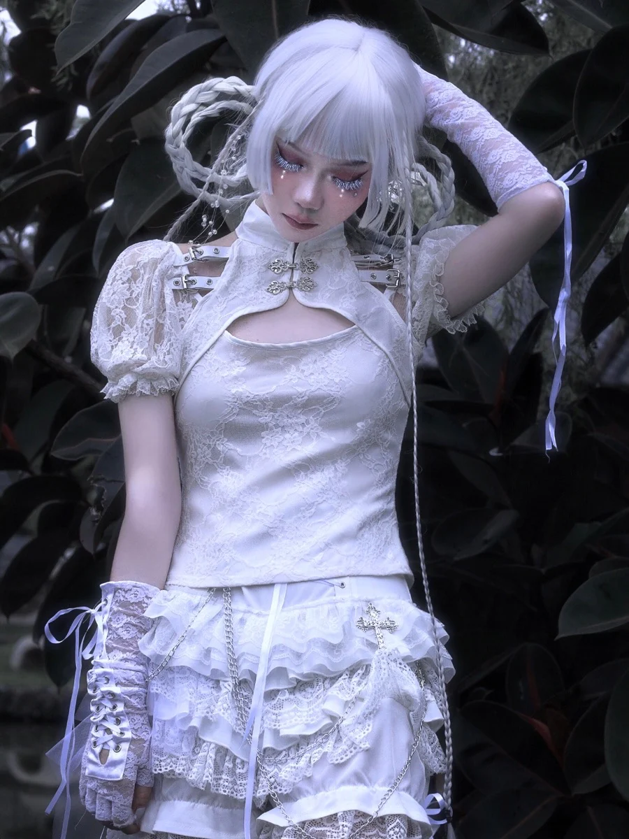 Blood Supply - Gothic Punk Lolita ShortsTiered Lace Pantskirt - Image 5