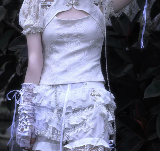 Blood Supply - Gothic Punk Lolita ShortsTiered Lace Pantskirt - Image 8