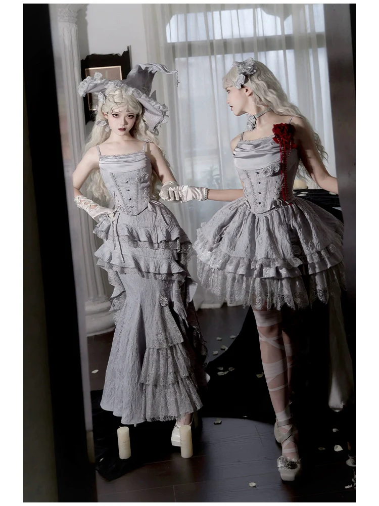 With PUJI - Letter and Poetry · Twilight - Gothic Witch Lolita SK Suit Bodice Mermaid Dress - Image 10
