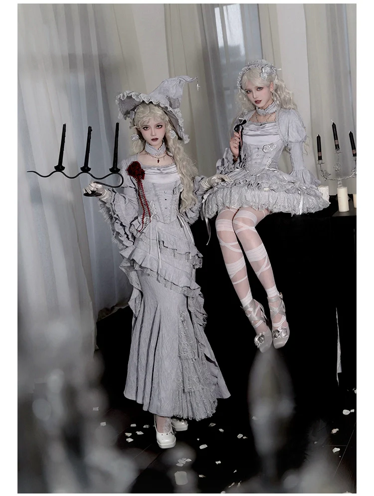 With PUJI - Letter and Poetry · Twilight - Gothic Witch Lolita SK Suit Bodice Mermaid Dress - Image 11
