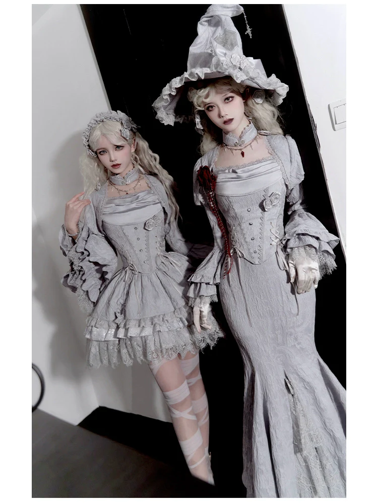 With PUJI - Letter and Poetry · Twilight - Gothic Witch Lolita SK Suit Bodice Mermaid Dress - Image 13