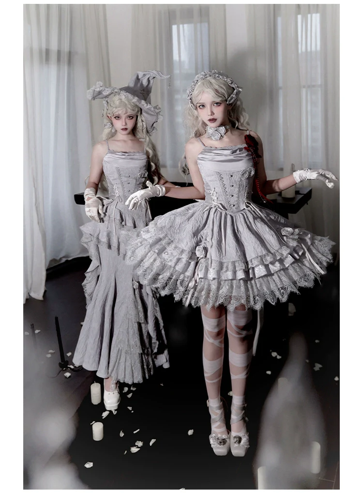 With PUJI - Letter and Poetry · Twilight - Gothic Witch Lolita SK Suit Bodice Mermaid Dress - Image 14