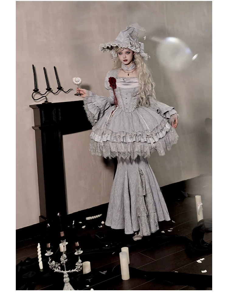 With PUJI - Letter and Poetry · Twilight - Gothic Witch Lolita SK Suit Bodice Mermaid Dress - Image 19