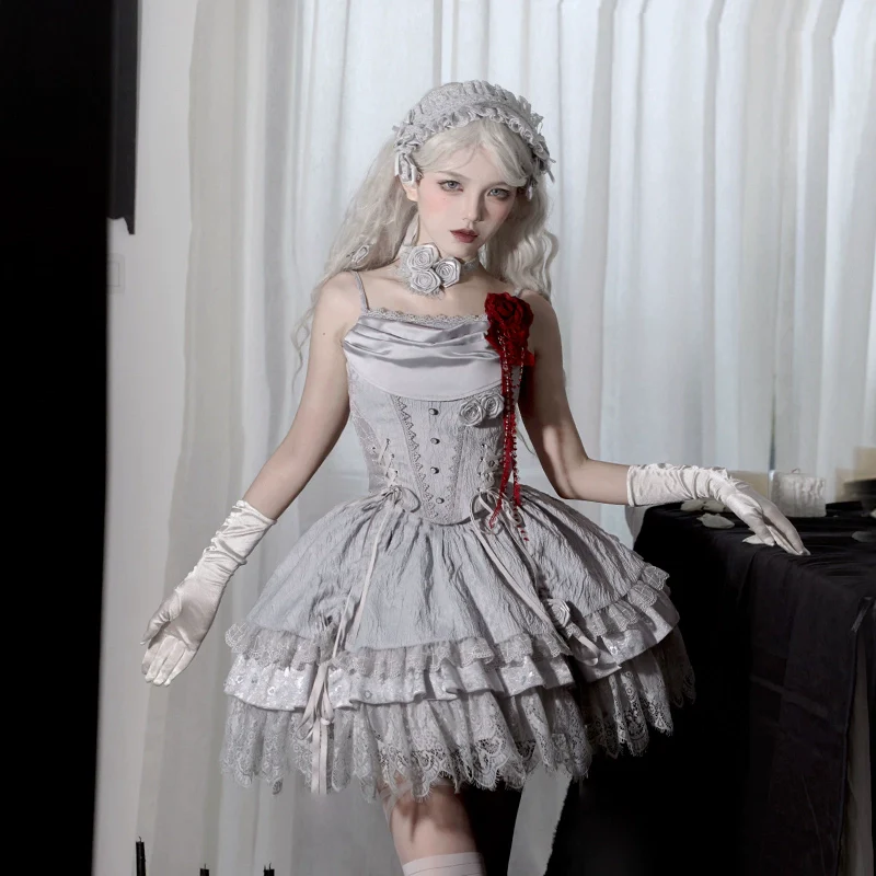 With PUJI - Letter and Poetry · Twilight - Gothic Witch Lolita SK Suit Bodice Mermaid Dress - Image 21