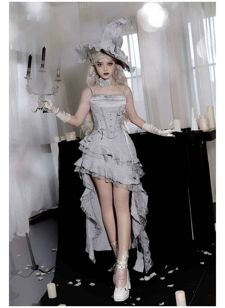 With PUJI - Letter and Poetry · Twilight - Gothic Witch Lolita SK Suit Bodice Mermaid Dress - Image 22