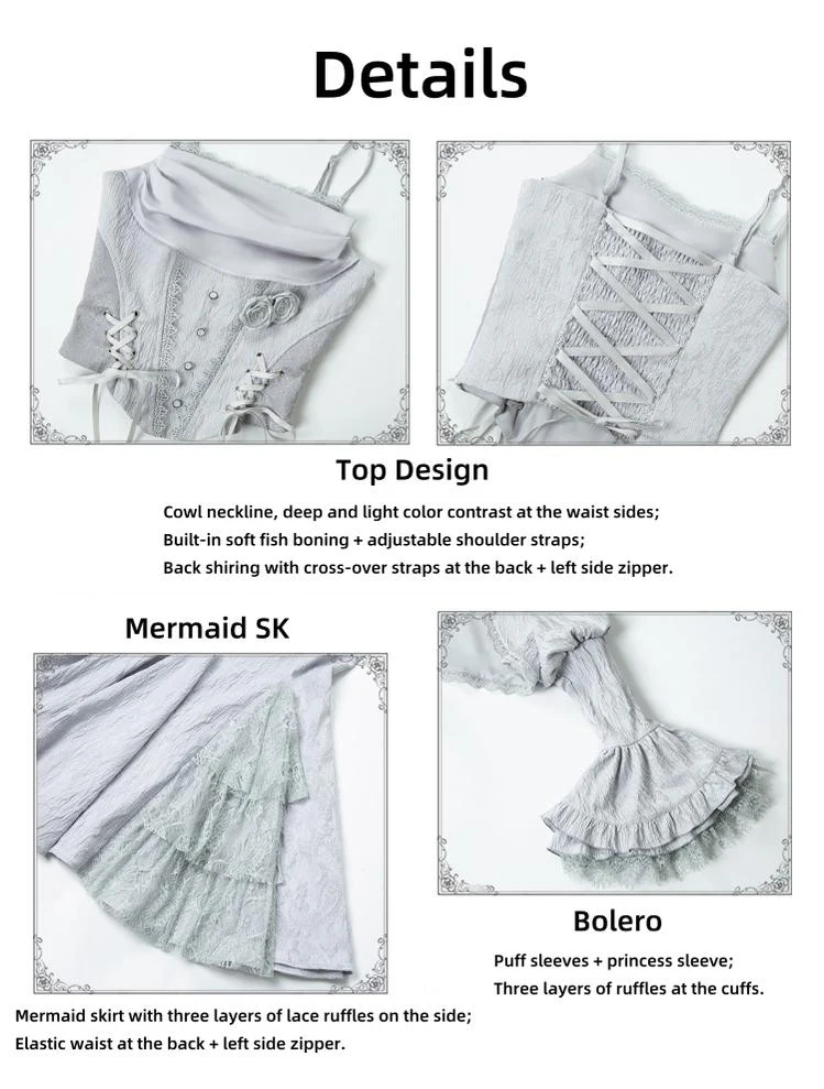 With PUJI - Letter and Poetry · Twilight - Gothic Witch Lolita SK Suit Bodice Mermaid Dress - Image 23