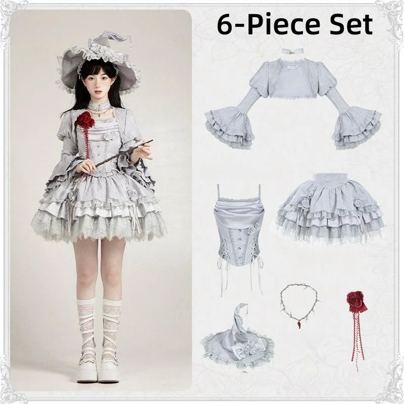 With PUJI - Letter and Poetry · Twilight - Gothic Witch Lolita SK Suit Bodice Mermaid Dress - Image 24