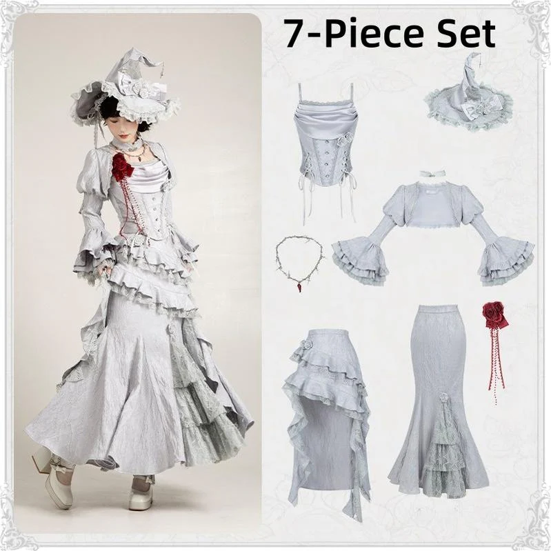 With PUJI - Letter and Poetry · Twilight - Gothic Witch Lolita SK Suit Bodice Mermaid Dress - Image 25