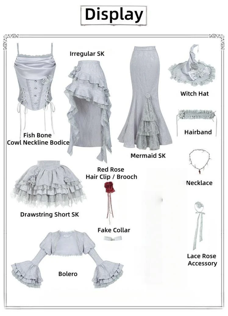 With PUJI - Letter and Poetry · Twilight - Gothic Witch Lolita SK Suit Bodice Mermaid Dress - Image 37