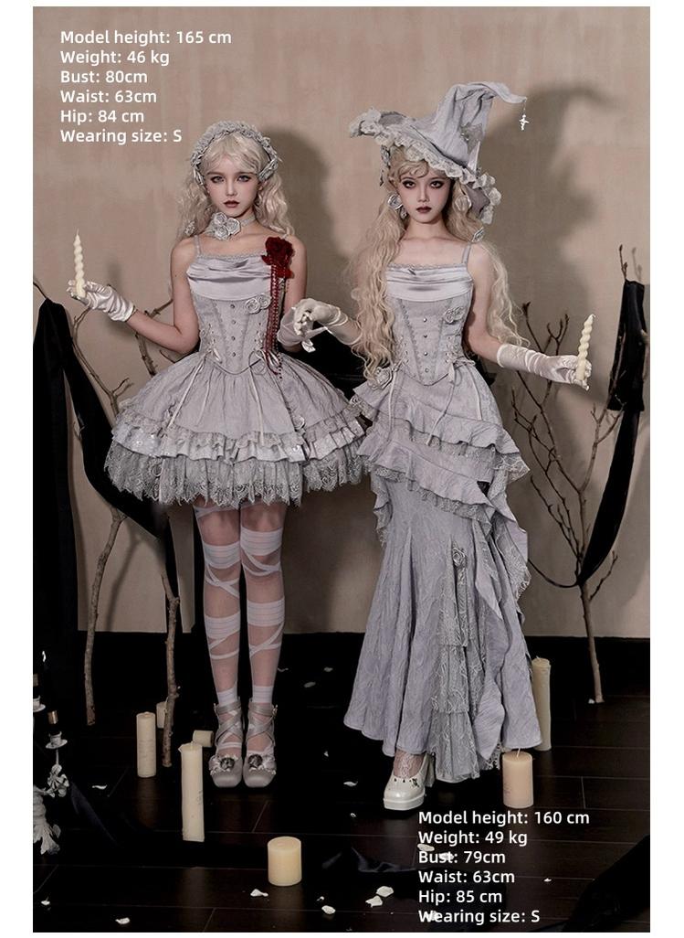With PUJI - Letter and Poetry · Twilight - Gothic Witch Lolita SK Suit Bodice Mermaid Dress - Image 4