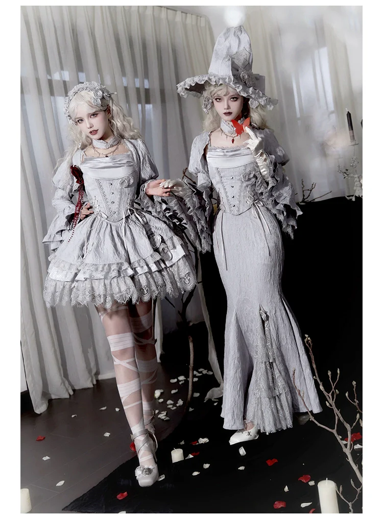 With PUJI - Letter and Poetry · Twilight - Gothic Witch Lolita SK Suit Bodice Mermaid Dress - Image 5