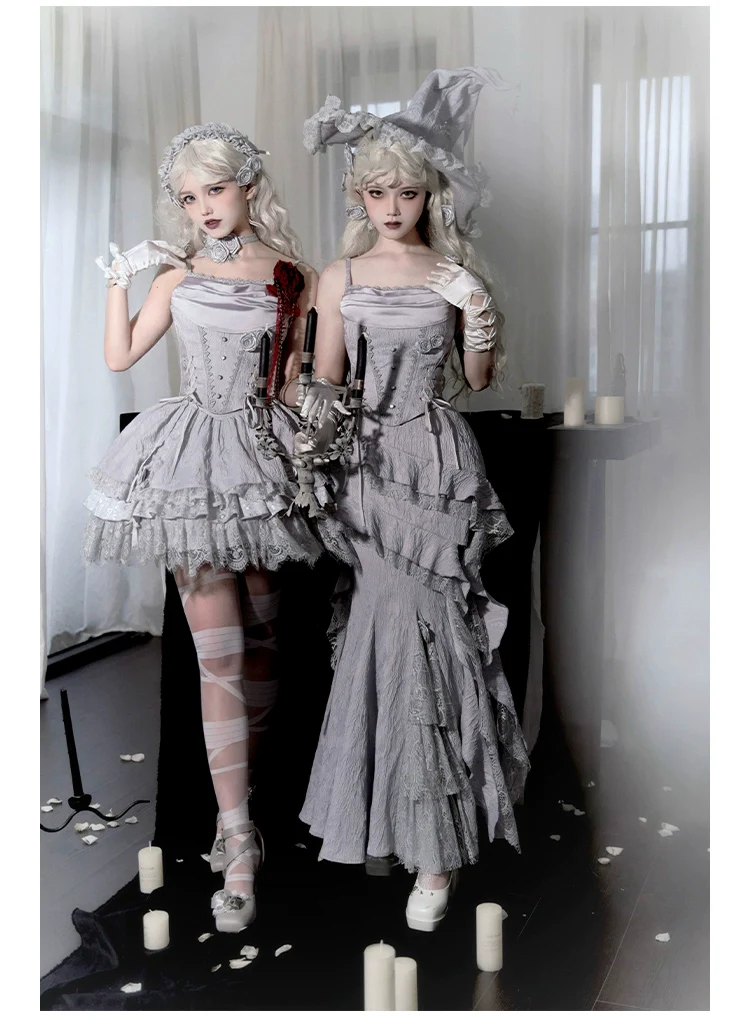 With PUJI - Letter and Poetry · Twilight - Gothic Witch Lolita SK Suit Bodice Mermaid Dress - Image 6